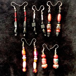 5 sets of handmade beaded earrings